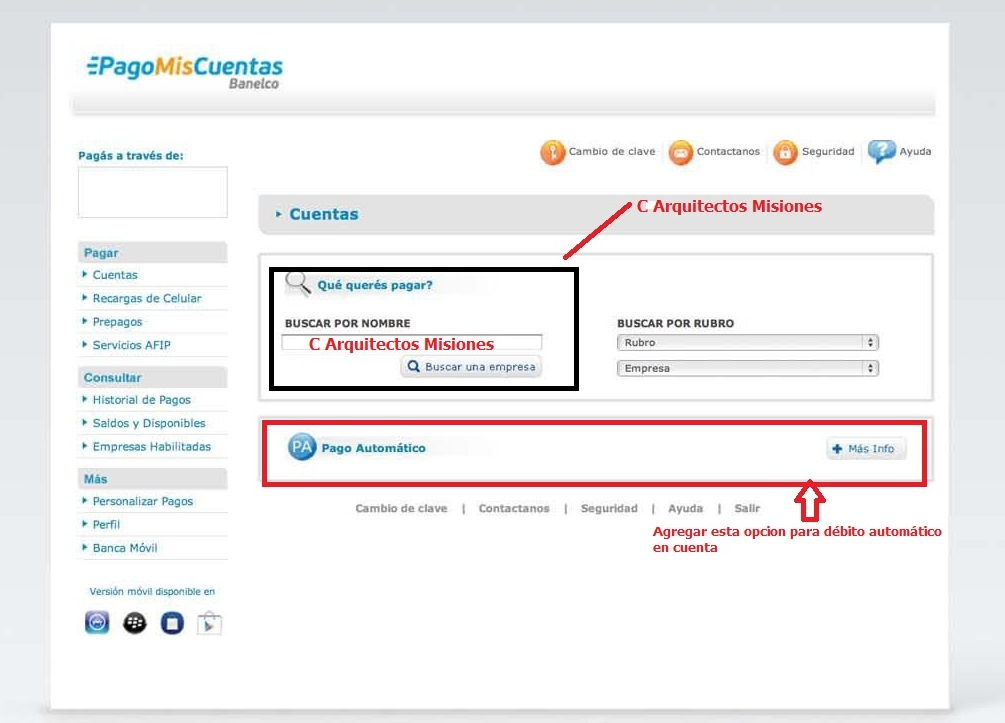 Instructivo para pagar la cuota matrícula del mes vigente a través de Pago Mis Cuentas